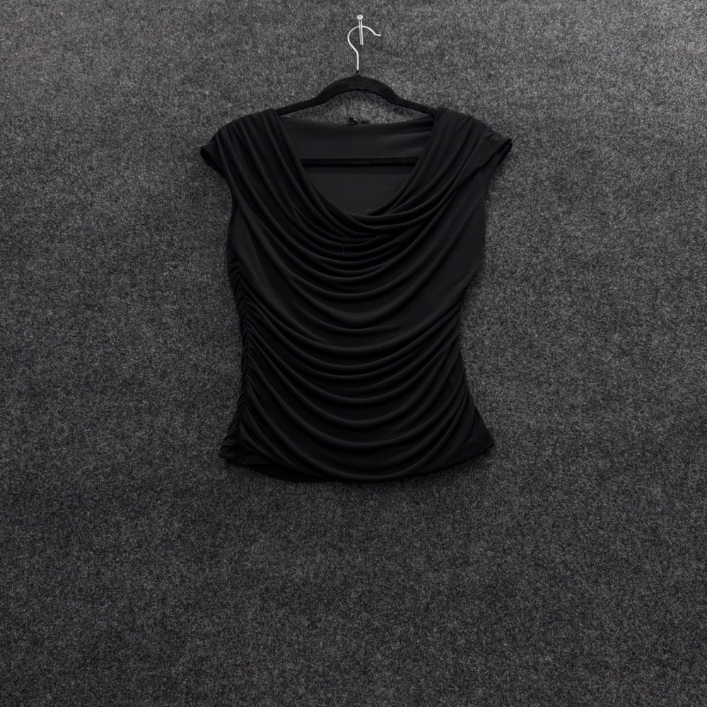 Love Black Cowl Neck Ruched Side Sleeveless Knit Top Small